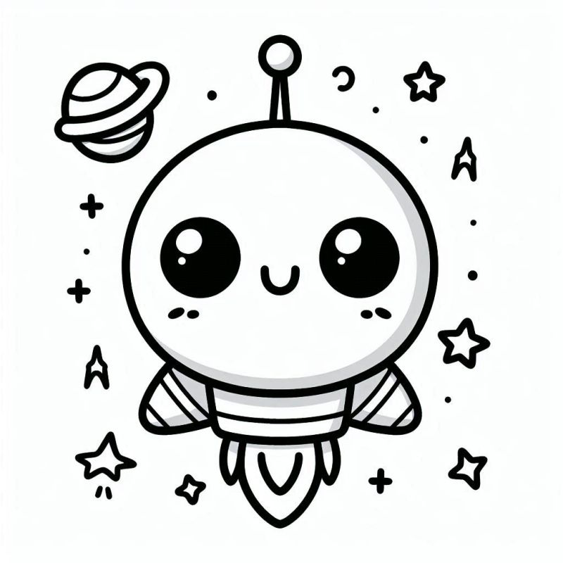 Desenho de um adorável alienígena espacial para colorir