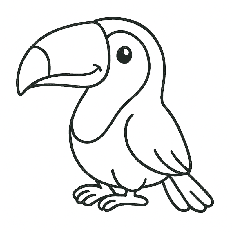 Desenho simples de um tucano para crianças pequenas colorirem