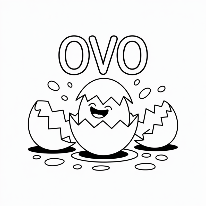 Desenho de Ovo Sorridente para Colorir
