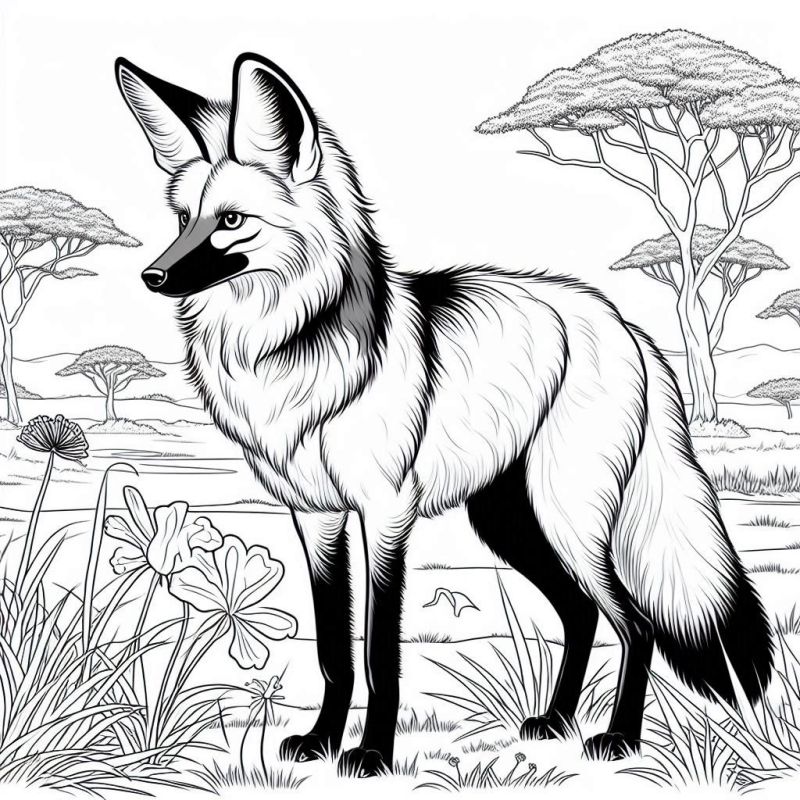 Colorir Lobo-Guará: Arte Detalhada do Pantanal