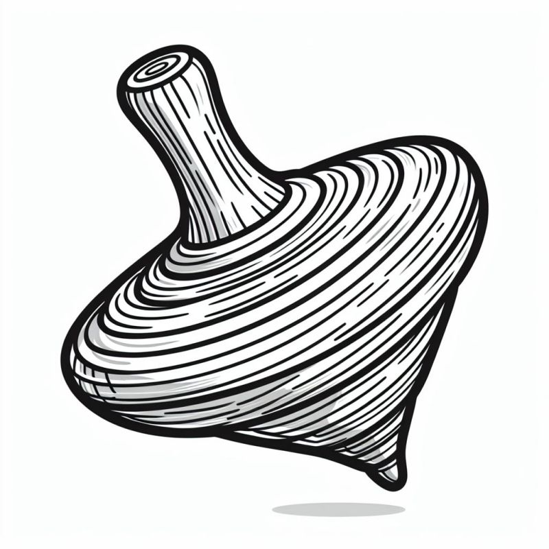 Desenho de pião monocromático para colorir