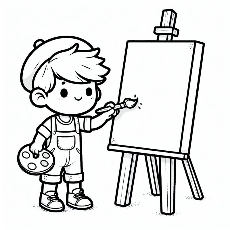 Desenho de Menino Pintor para Colorir