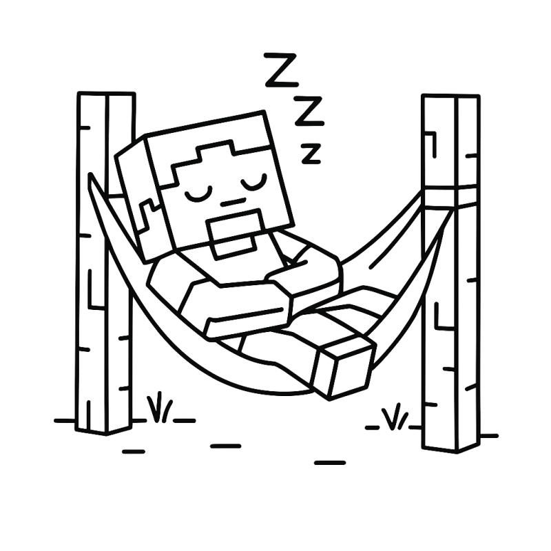 Desenho de um personagem Minecraft em uma rede para colorir