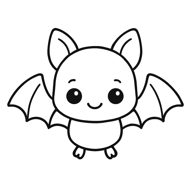 Desenho de morcego estilizado e amigável para colorir