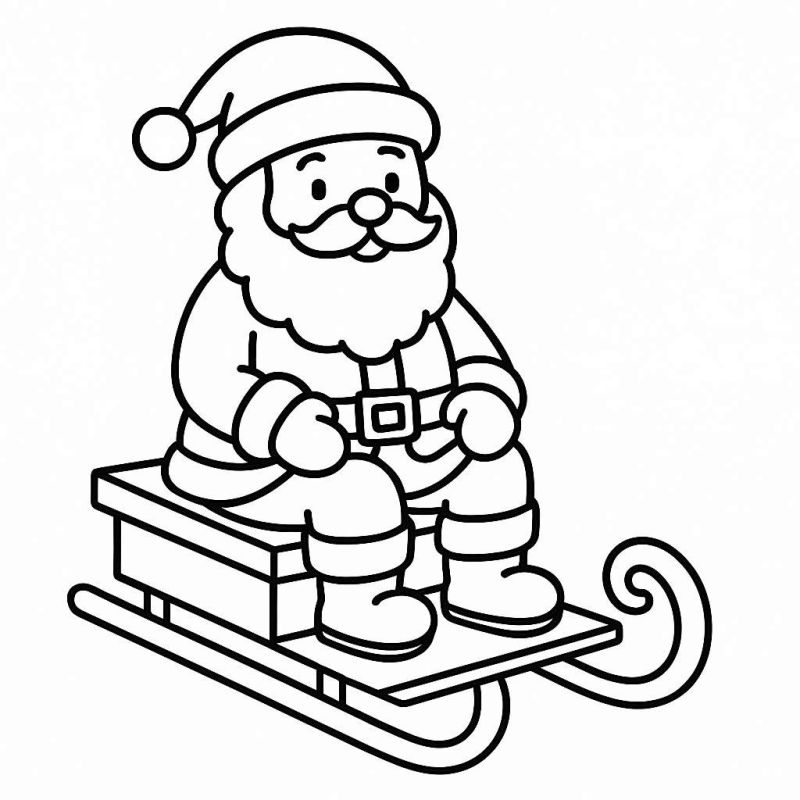 Desenho de Papai Noel em um trenó simples para colorir