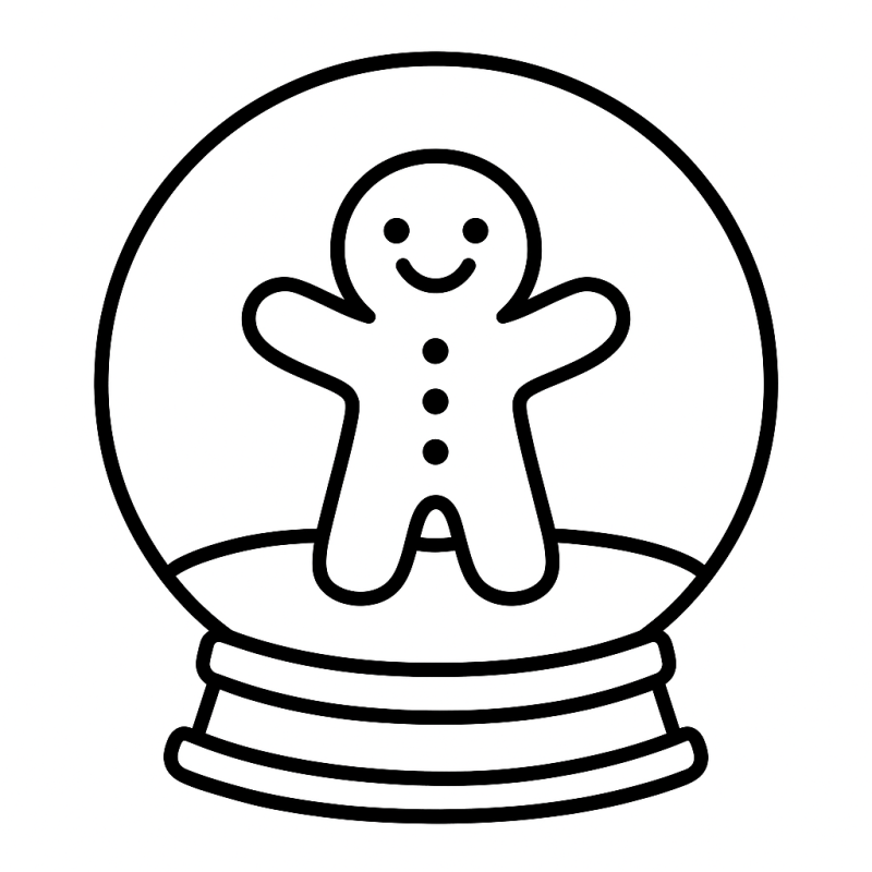 Desenho de bola de neve com boneco de gengibre para colorir