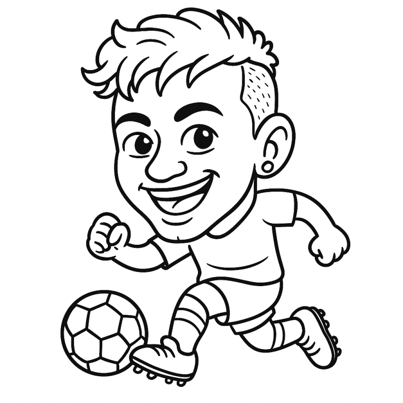 Desenho de Neymar em estilo caricatural para colorir