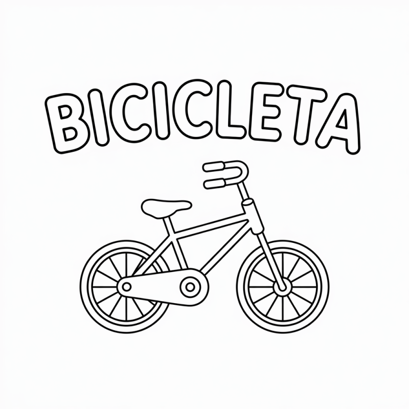 Desenho de Bicicleta para Colorir – Palavras Educativas