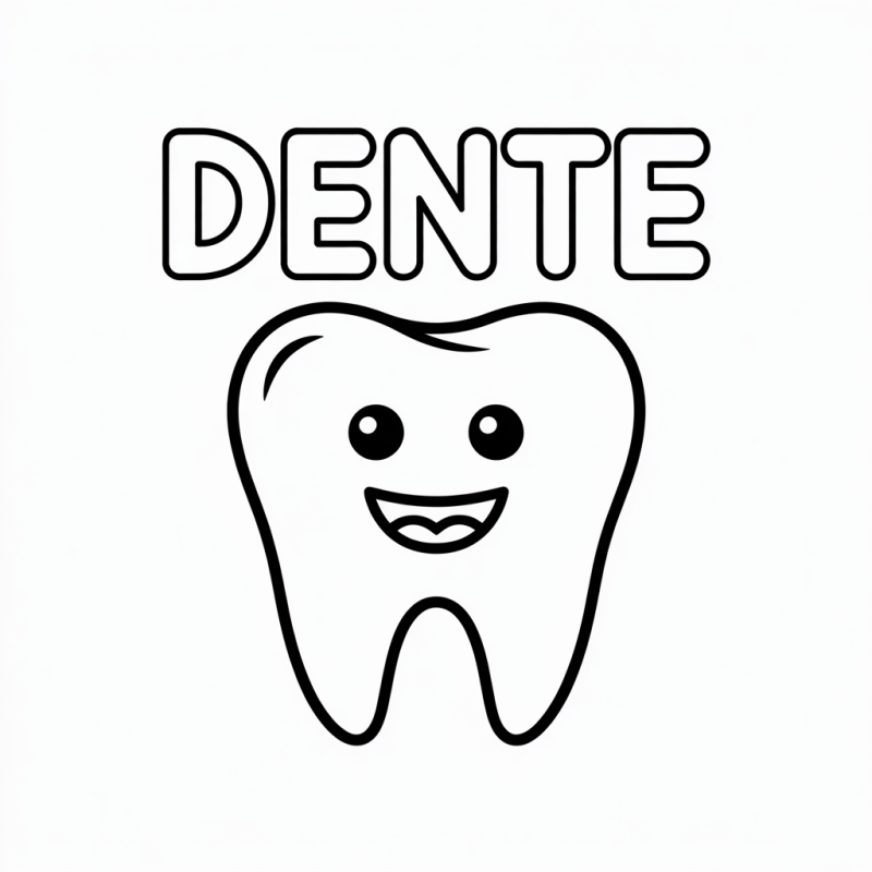 Desenho de Dente para Colorir - Estimule a Alfabetização
