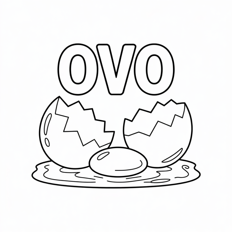 Desenho para Colorir: Palavra OVO