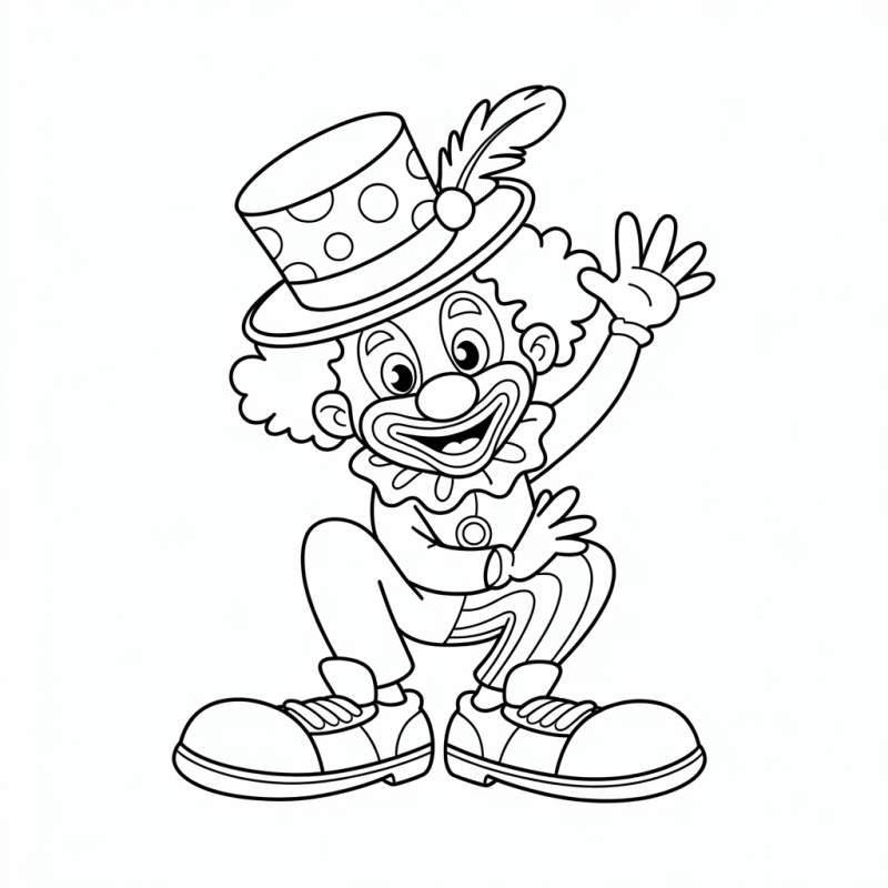 Desenho de palhaço alegre acenando para colorir