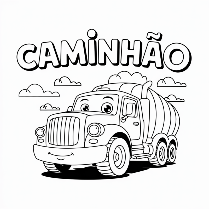 Colorir Caminhão Betoneira Amigável: Aprendizado Divertido