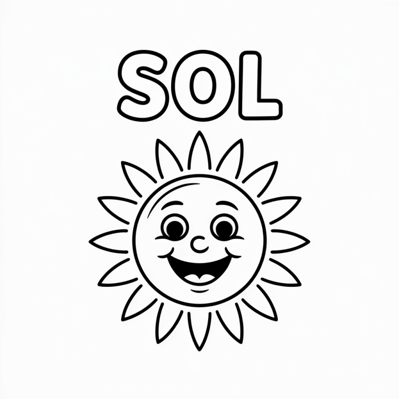Desenho de Sol Sorridente para Colorir e Aprender