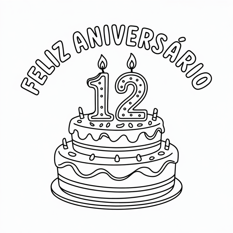 Desenho de Bolo de Aniversário para Colorir - Experiência Criativa