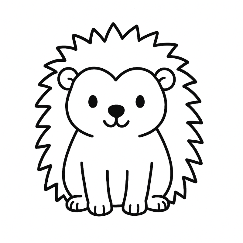 Desenho de um adorável porco-espinho para colorir por crianças pequenas