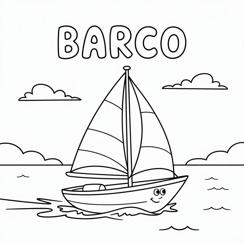 Desenho de Barco Navegando: Divirta-se Colorindo
