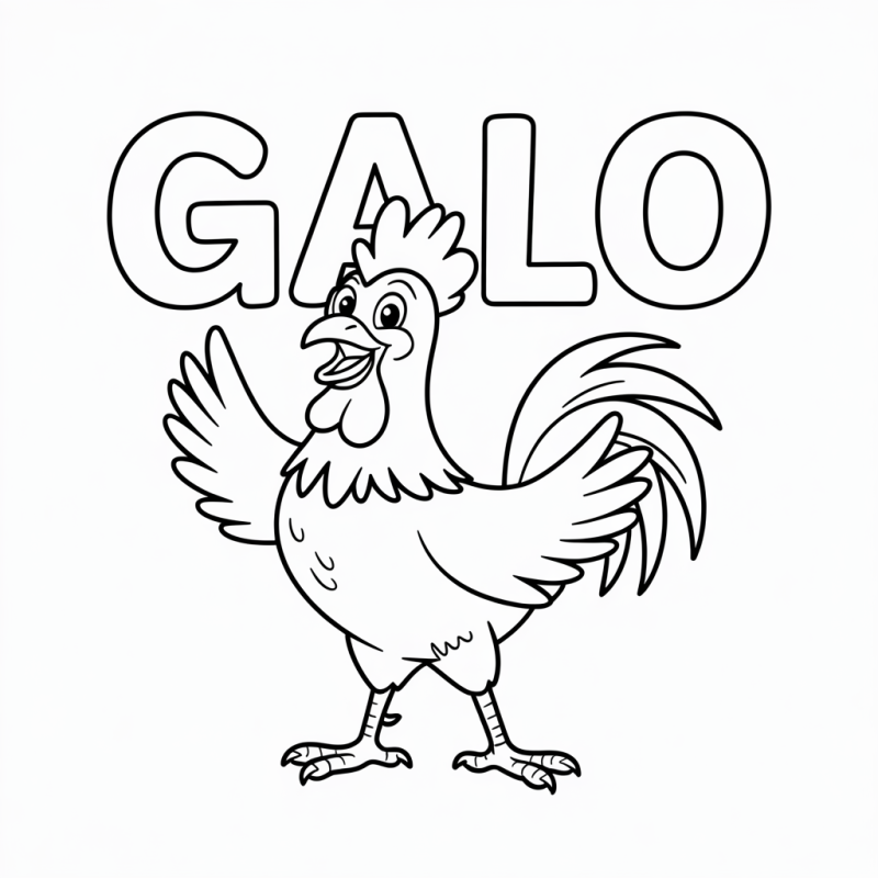 Desenho Educativo: Galo para Colorir