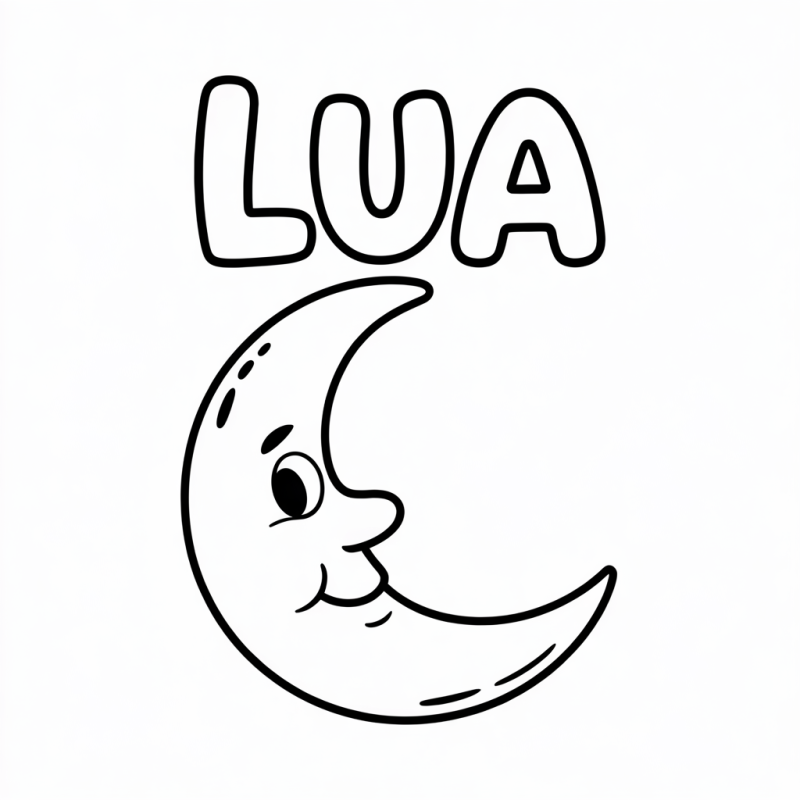 Desenho Infantil de LUA para Colorir e Aprender