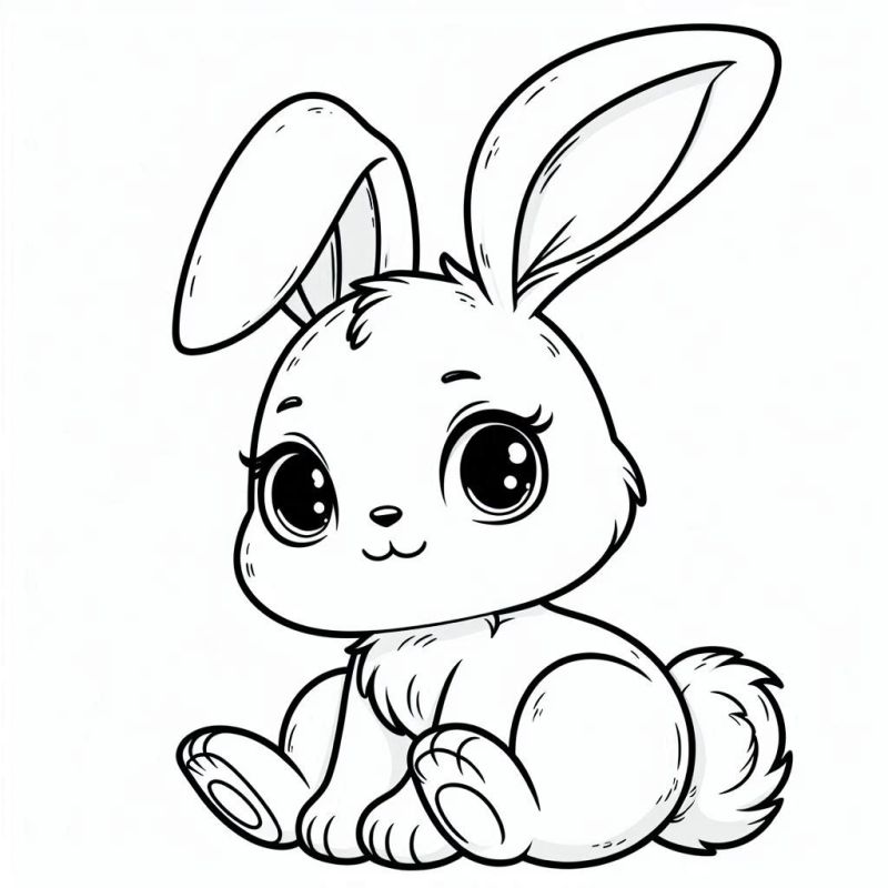 Desenho de um coelho de Páscoa fofinho para colorir
