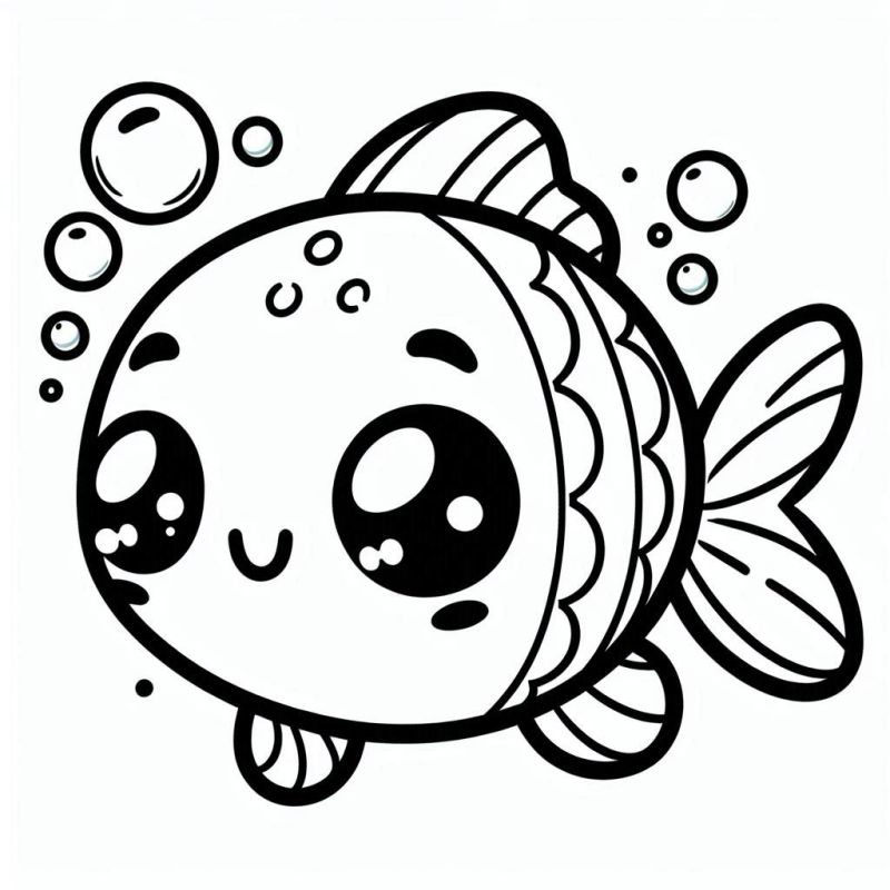 Desenho de peixe adorável sorridente para colorir