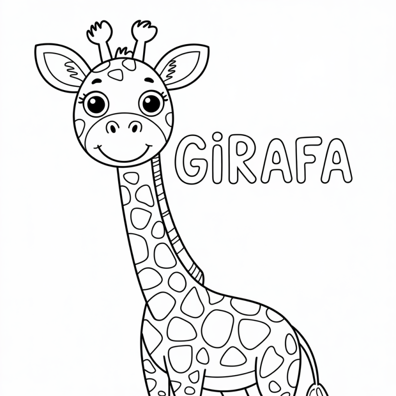 Desenho de Girafa para Colorir e Aprender