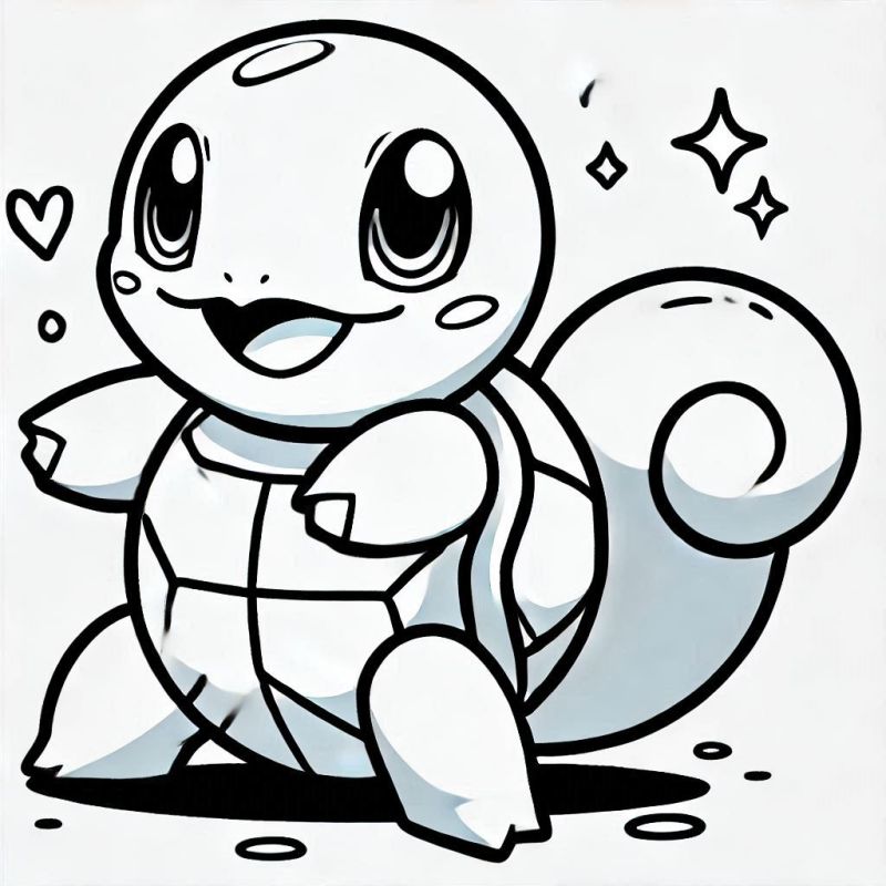 Colorindo o Alegre Squirtle: Um Desenho para Pokémon Lovers