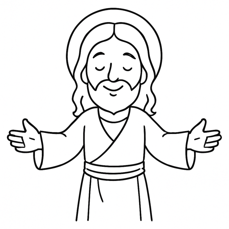 desenho de figura religiosa serena para colorir