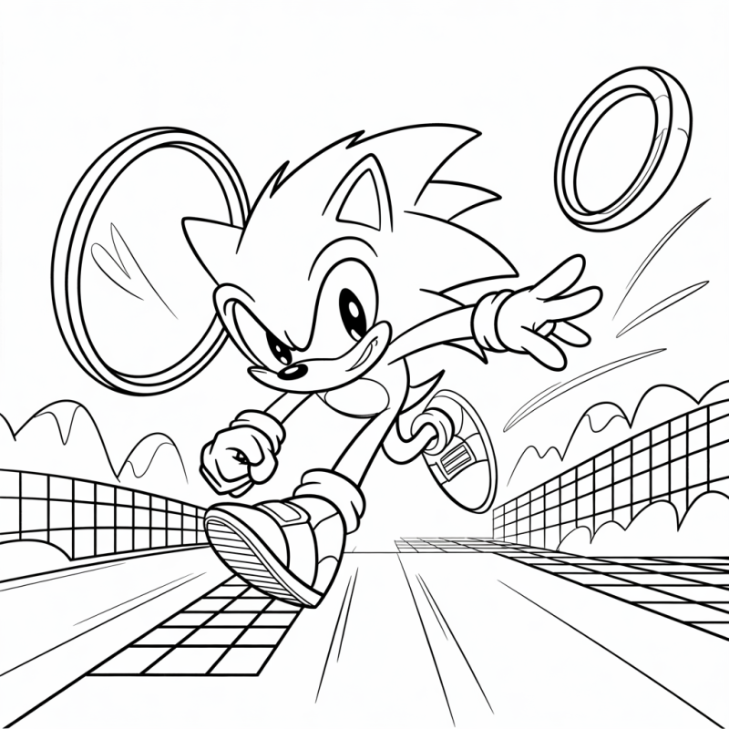 Desenho do Sonic correndo em alta velocidade