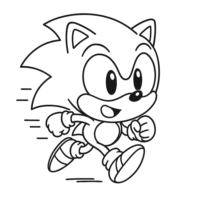 Desenho do Bebê Sonic correndo para colorir