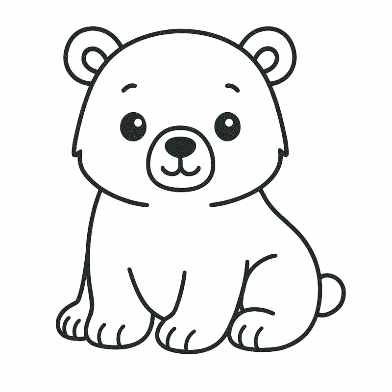 Desenho de um ursinho fofo para colorir, ideal para crianças pequenas.