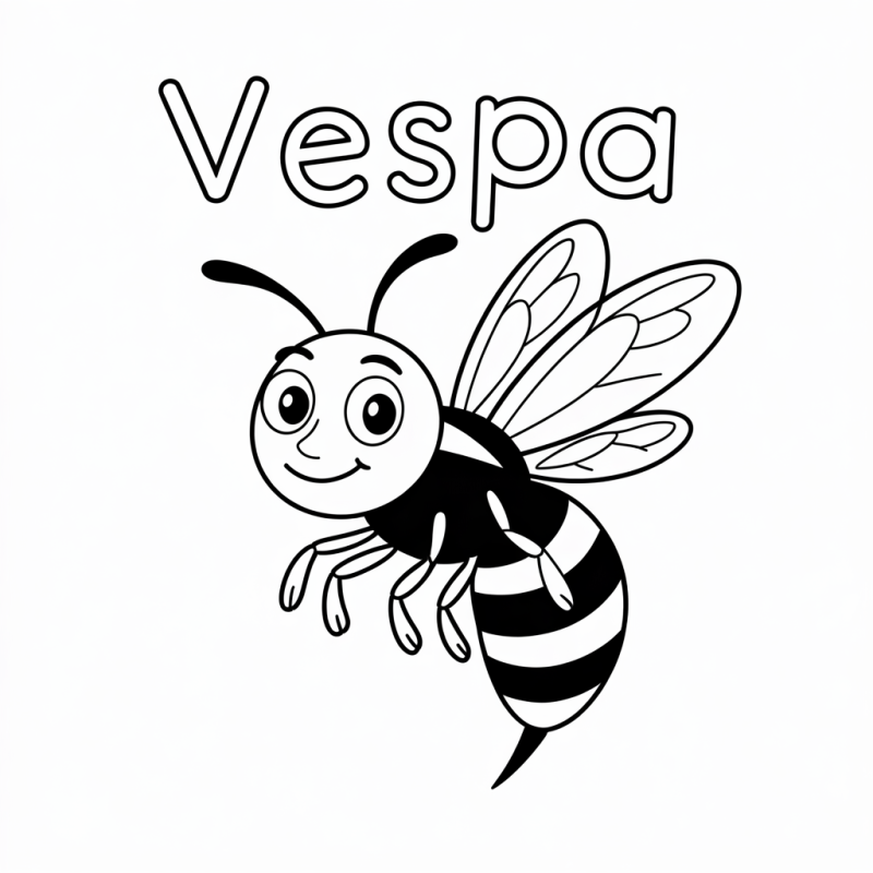 Desenho de Vespa para Colorir e Alfabetização Infantil