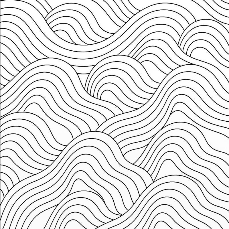 Desenho de padrão abstrato com ondas curvas para colorir