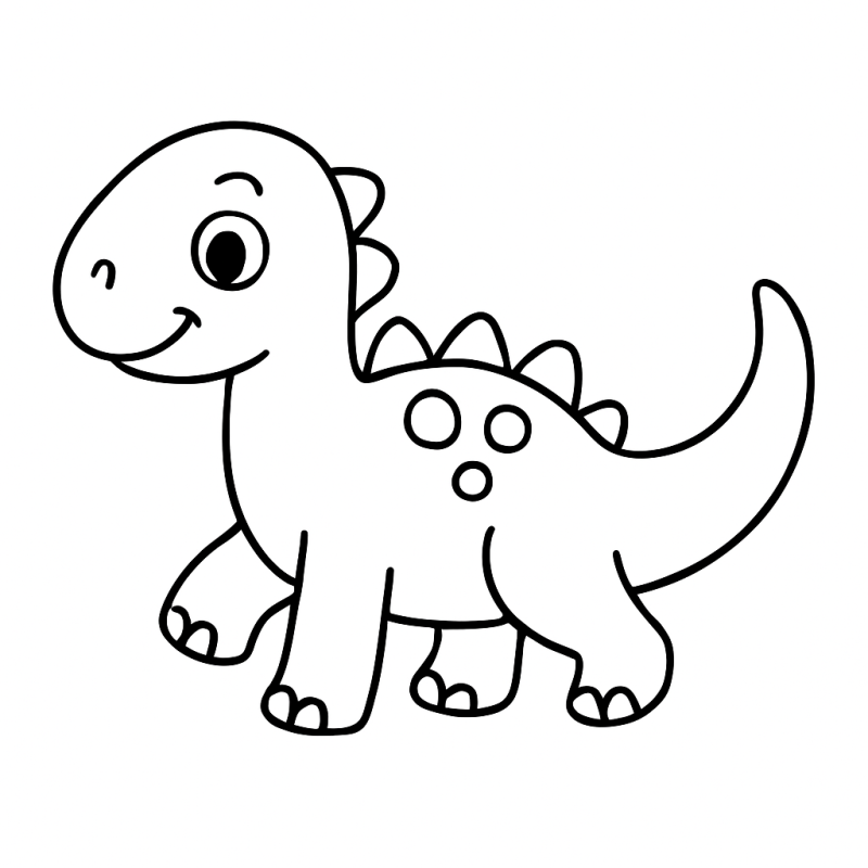 Dinossauro amigável e divertido com corpo redondo para colorir