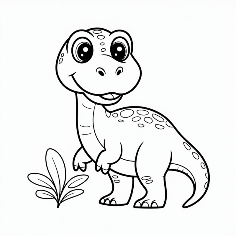 Desenho de um dinossauro fofinho e amigável para colorir