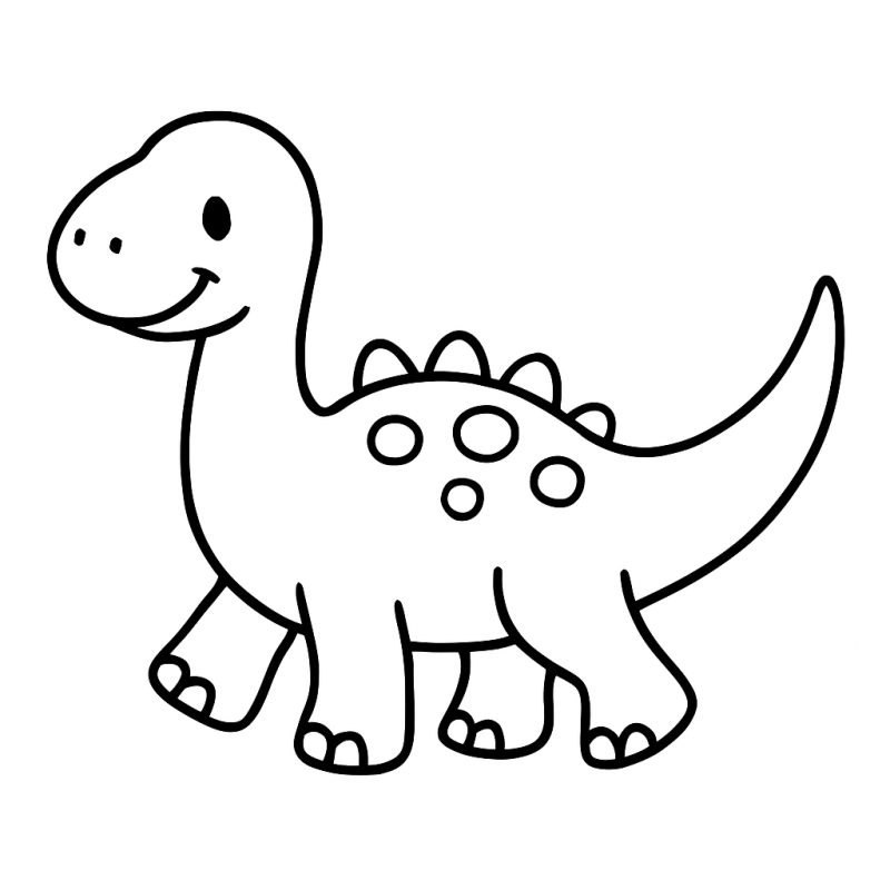 Desenho de dinossauro amigável para crianças colorirem