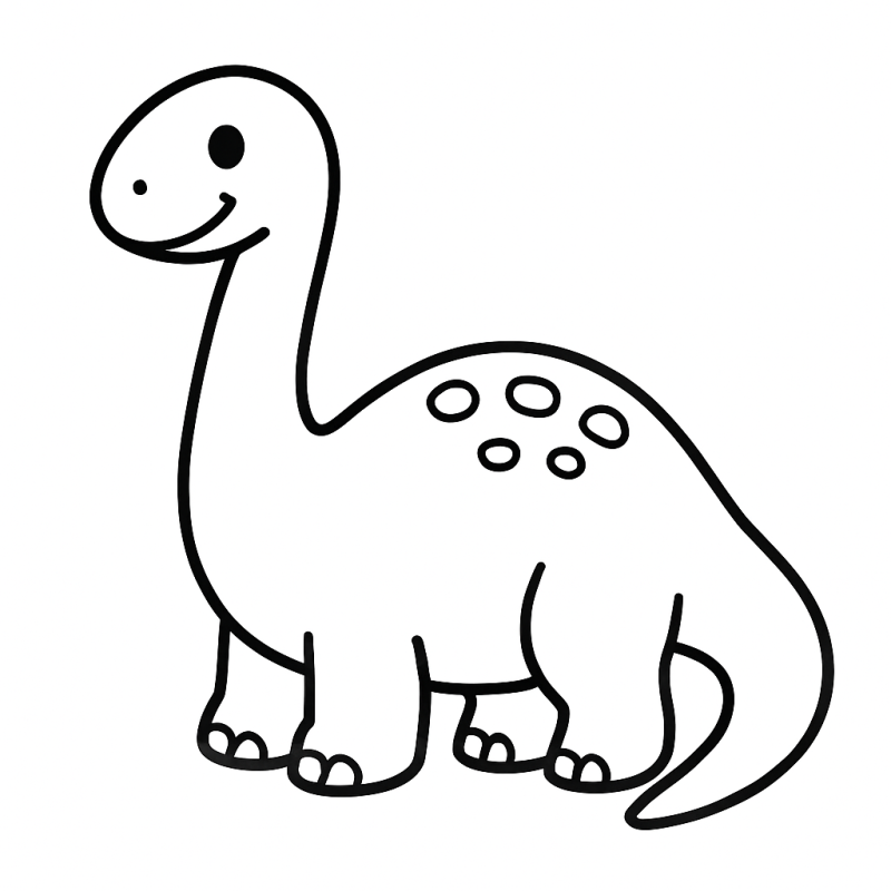 Desenho de dinossauro cartunesco amigável para colorir
