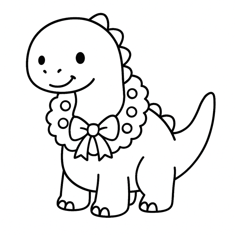 Desenho de dinossauro fofo e cartunesco sorrindo