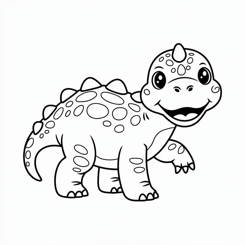 Desenho de dinossauro amigável e pequeno para colorir