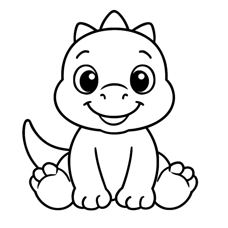 Desenho de um dinossauro bebê adorável para colorir, ideal para crianças e adultos