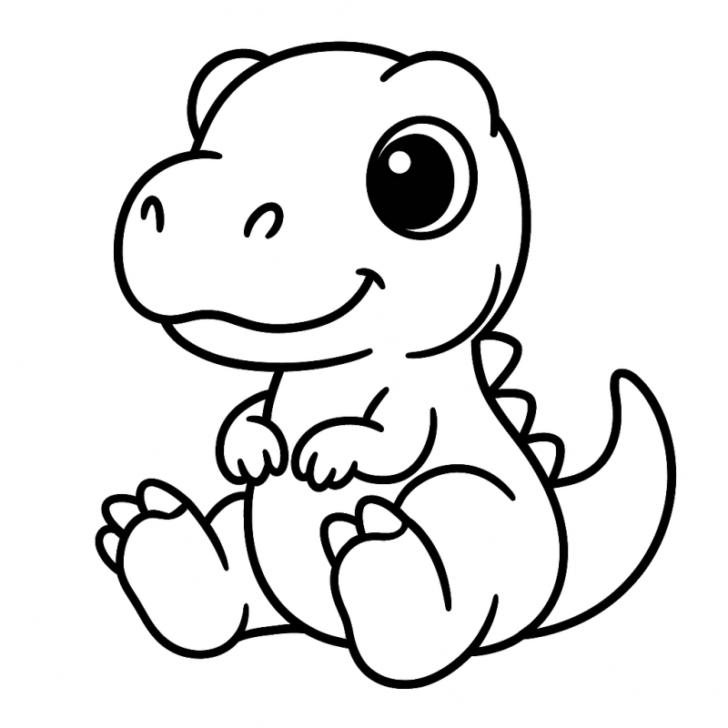 Desenho de dinossauro caricatural e amigável para colorir