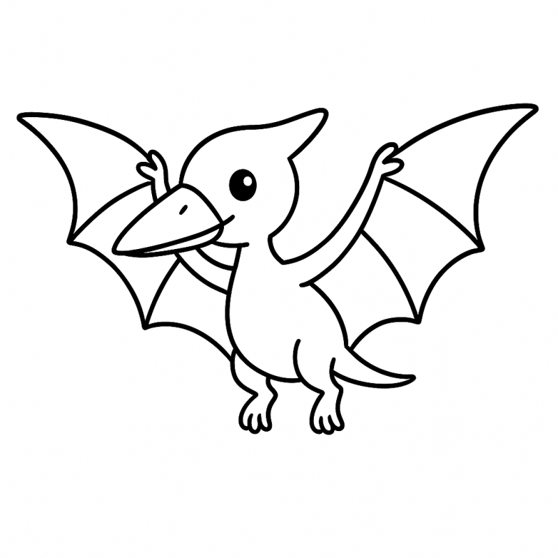 Desenho de pterossauro em estilo caricatural para colorir