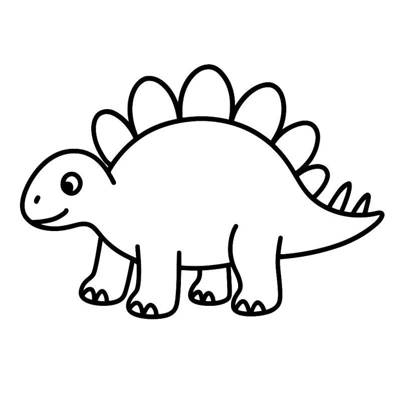 Desenho de dinossauro estilo cartoon, amigável e perfeito para colorir
