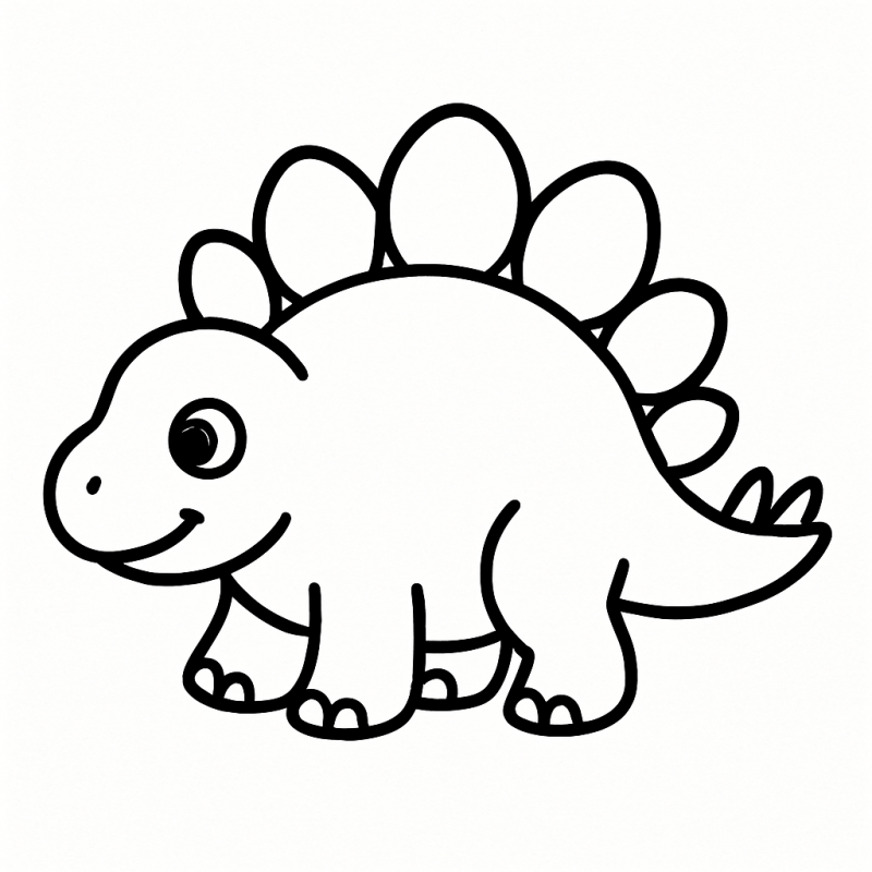 Desenho estilo cartoon de um dinossauro estegossauro para colorir