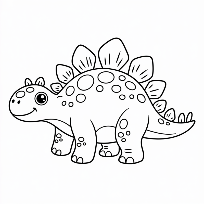 Desenho de dinossauro estilo cartoon amigável para colorir