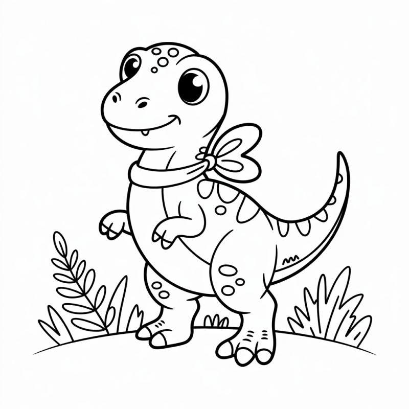 Desenho de dinossauro amigável para colorir