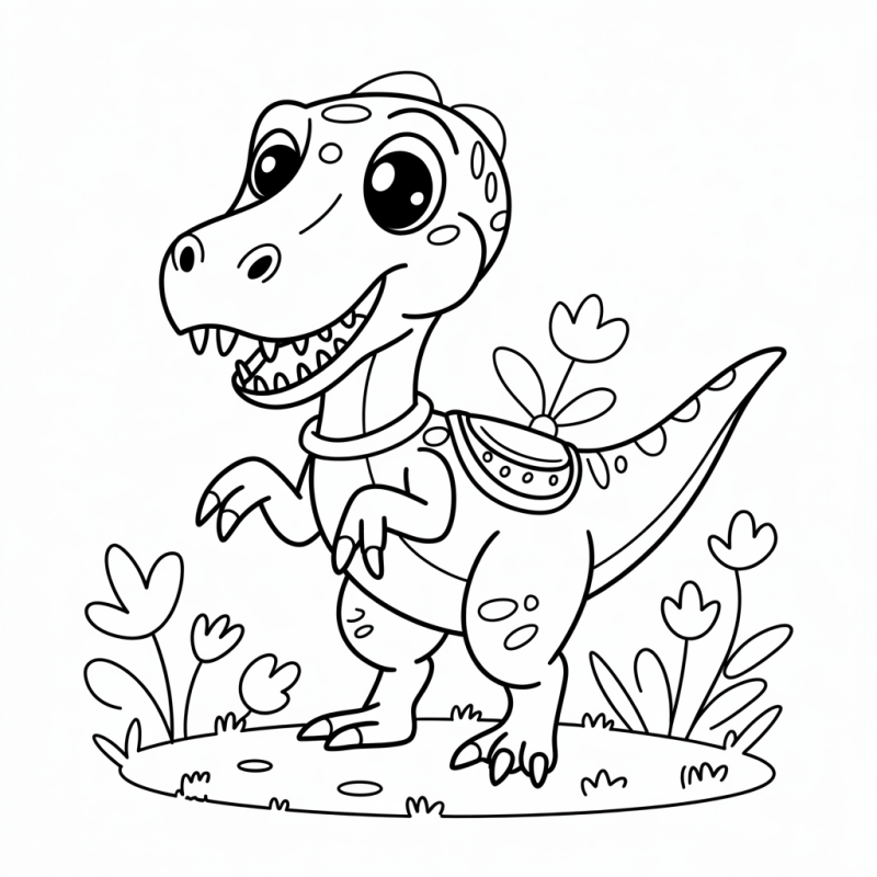 Desenho de dinossauro amigável e divertido para colorir
