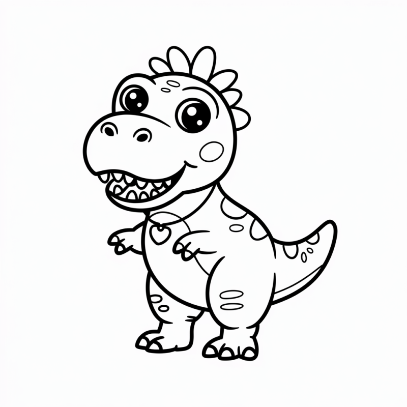 Desenho de dinossauro sorridente e amigável para crianças colorirem