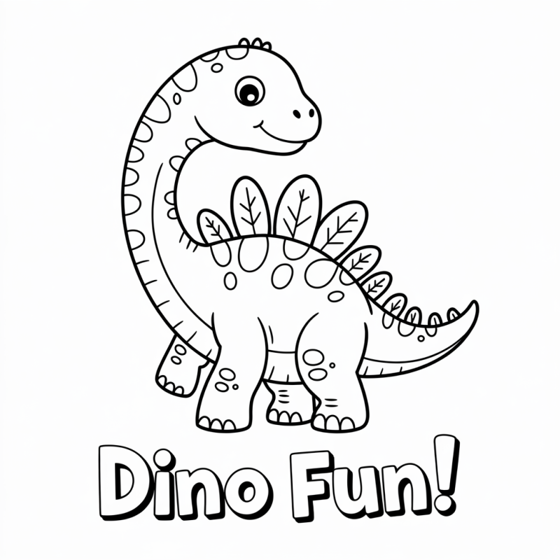 Desenho de dinossauro alegre em estilo cartoon para colorir