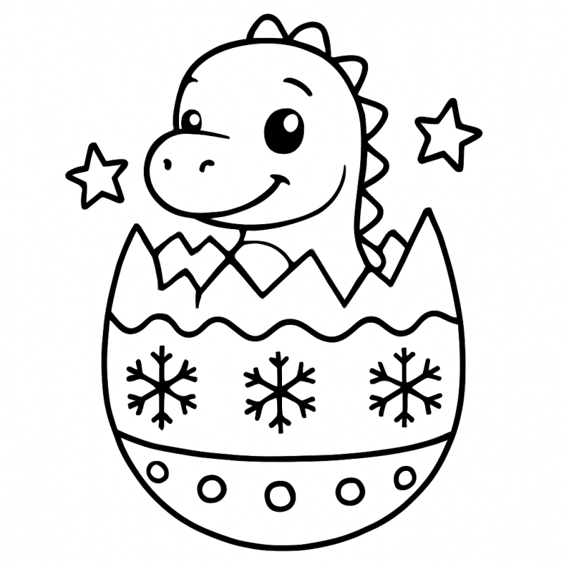 Desenho de Dinossauro Bebê no Ovo para Colorir