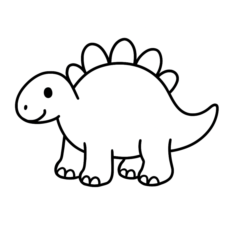 Desenho de um dinossauro adorável e simples pronto para colorir